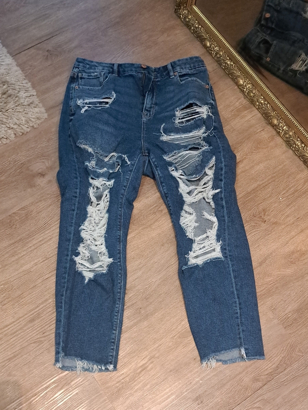 American Eagle Outfitters Dark Blue Ripped Skinny Jeans